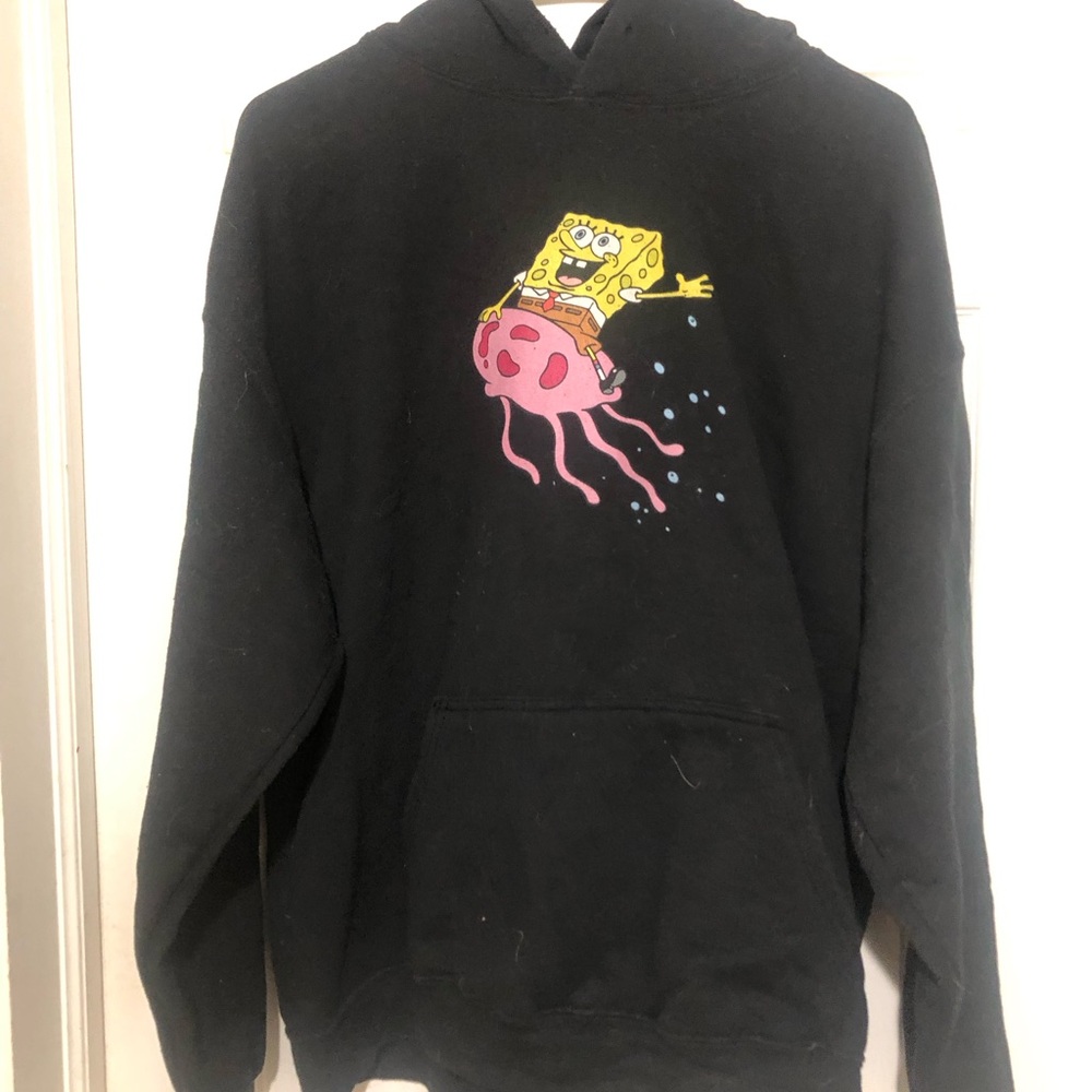 Black Hoodie with SpongeBob Graphic
